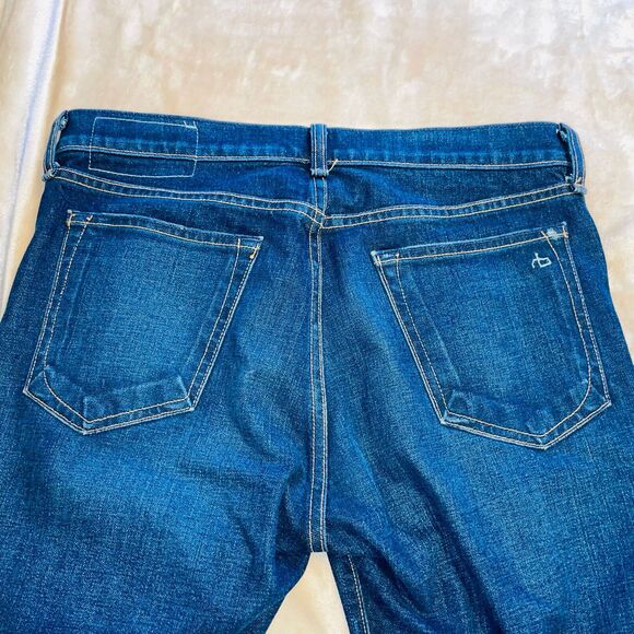 Rag & Bone Jeans Fit 2 Slim Mens Sz 29 Fits 32x34 Dark Blue Whiskering USA - Picture 13 of 14